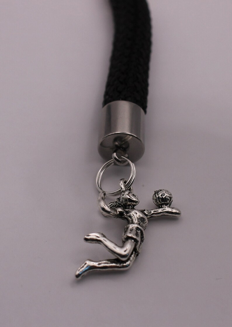 Volleyball keychain with a volleyball player / pocket pendant made of sailing rope Unique Black