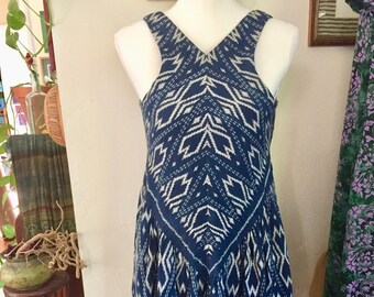 Vintage Indigo Ikat Dress