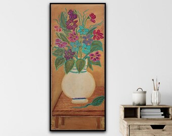 Custom Colorful Flower Acrylic  Painting on Canvas, Abstract Floral Painting, Living roomDecor, Textured Wall Art, Spring flower Bouquet
