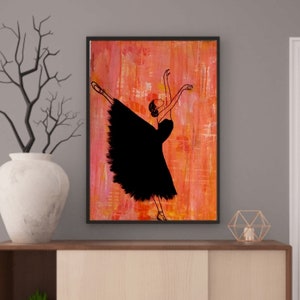 Dancer painting Artistic Fashion Art Original Art Ballet  Dancer in Black Gift for Dancer Dance wall art Vintage Ballet Pink Unique painting