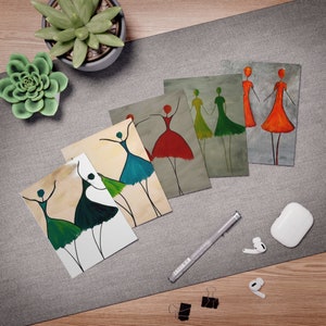 Bunte Tänzer Karte, Hand illustrierte Grußkarten Künstlerische Karten mit Umschlägen, Perfektes Geschenk für Tanzliebhaber Mädchen Swing Dance Geschenk