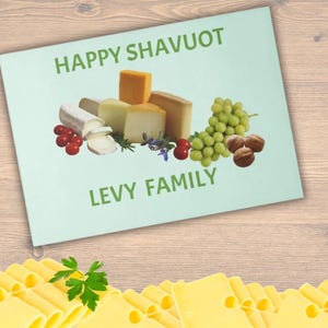 Shavuot Glass Tray Jewish Holiday Gift with Cheese Design Unique Shavuot Table  Elegant Shavuot Cheese Tray - Personalized Jew Holiday Gift