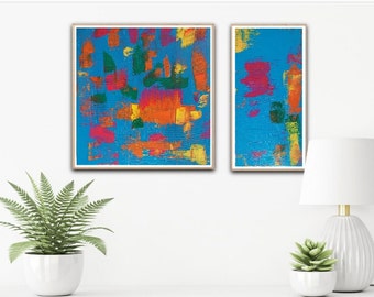 Set of Color layers Artwork Vibrant modern art, painting with textured pulls and splashes,Multicolor Painting with vibrant color Luxury Room
