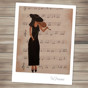 Music Room Accent print Violinist Decorative print woman plays the violin Iconic Gifts fot violin lovers Downloadable Instant download art
