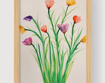 Extra special gifts for her, Colorful Watercolor Painting  Wall Decor pastel anemones Set for gift  botanical Each painting is one of a kind
