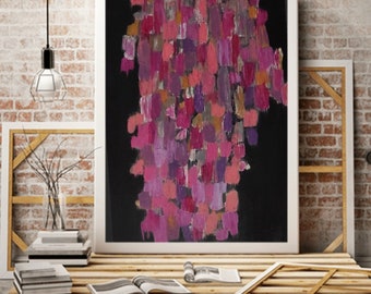 Abstract Pink Art, Texture Cube, Pink Purple on Black, Versatile for Home Office, Contemporary Painting, love pink love, Luxury Room Decor