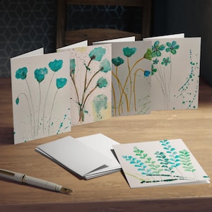 Einzigartige illustrierte Grußkarten, buntes Pflanzenkunstkarten-Bundle, originales Multipack mit Umschlägen, Geschenkkarten für jeden Anlass, gemalt
