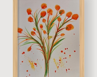 Orange Roses Painting on Canvas, Original Art, Flower Painting, Floral Painting,  Impasto, Boho Wall Decor Art Decor Vivid Peony Floral
