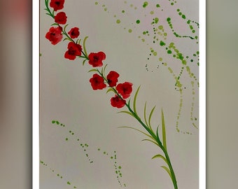 Colorful Watercolor Painting on Acid-Free Paper Wall Decor Red flowers anemones  Set for gift  botanical  size 8/11.8Single source painting