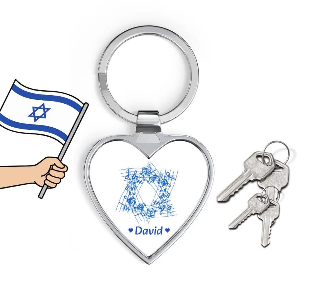 Musical Notes Star of David Heart Keychain | Jewish Symbolism, Israeli ...