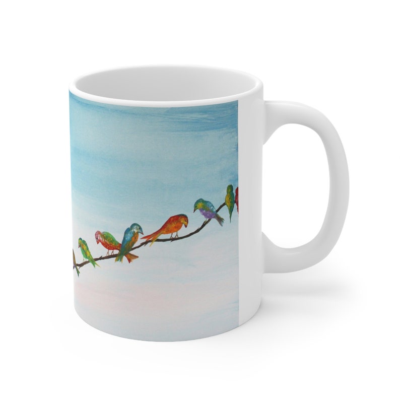 Liebe Vögel original Gemälde Druck, Kaffee Momenrs, Kunstvolle Geschenke Künstler Geschenk Maler Künstlerische bunte Vögel für meine Liebe, Geschenk für Mutter von Sohn Bild 4