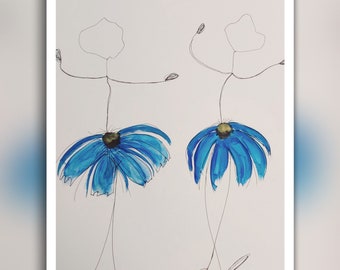 Ballet Dream: Hand-painted Blue Ballerina Art for Dancer Lovers, Blue Gifts for Ballerina Enthusiasts, Gift for a mother who loves to dance