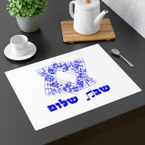Housewarming Jewish Gift Shabbat Shalom Placemat Shabbat Shalom Yom Tov Shabbat Shalom music Tablecloth Jewish Tableclot for Jewish home