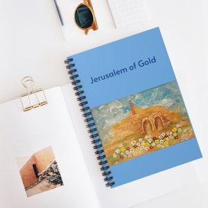 JERUSALEM OF GOLD Jewish Notebook Unique Jewish Gift Idea Jewish Memory Keeper Gift SpiralSpiral Notebook Ruled L image 2