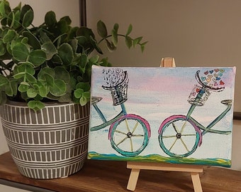 Vintage Bicycle Painting with Flowers - Charming Bike Art for Women's Office Decor,Women Office Decor Bicycle accessories,gift for newlyweds