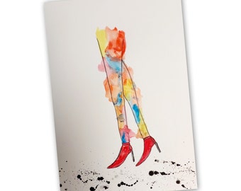 Colorful Elegant Women's Legs in High Heels Painting Charming and intriguing curiosity Legs Art, Modern Legs Art, Female Figure Woman Sketch