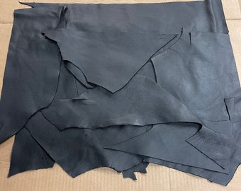 Black Leather Scraps 5 Square Foot Of Genuine Leather Pieces