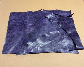Purple Leather Scraps 5 Square Foot Of Genuine Leather Pieces