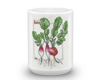Super cool original Max Flex illustrated Radish Coffee Mug