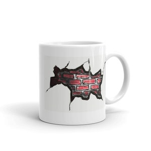 Caneca de café com buraco na parede