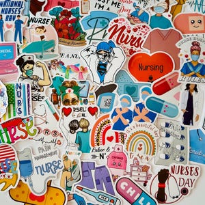 Nursing Stickers-Fun and Positive Designs for Healthcare Heroes! Vinyl sticker Set of 10-50pcs.