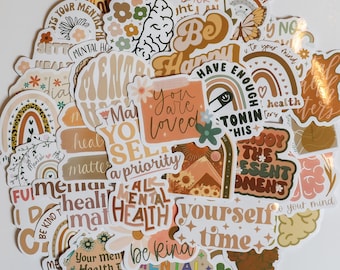 Inspirational Vintage Mental Health, Self Love Vinyl Stickers (10-50pcs).