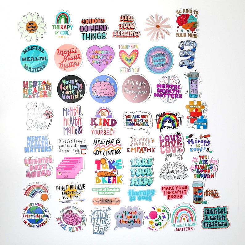 Mental Health Stickers: Positive Affirmations, Vinyl (set of 10-50) - Etsy
