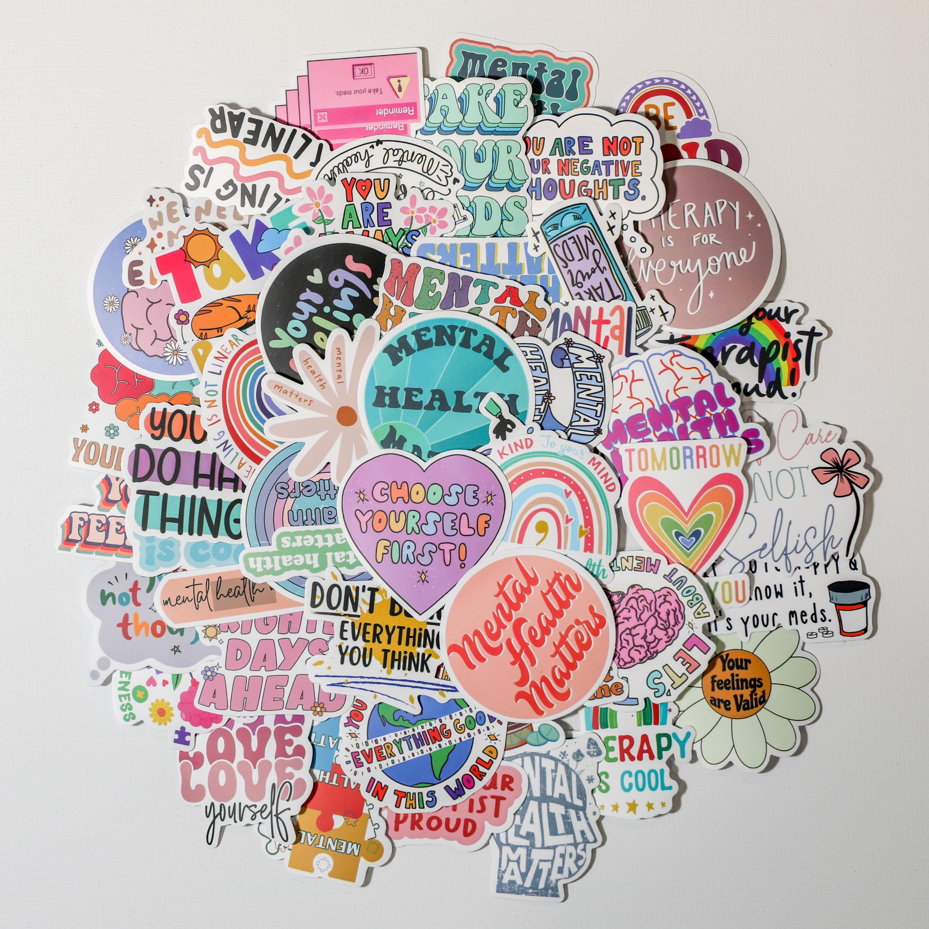 300 Pcs Mental Health Stickers Motivational Affirmation Stickers Mental Health Awareness Items Positive Waterproof Laptop Water Bottle Reminder Feelings Decor For Adult Employees Warm Color