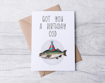 Birthday Cod Greeting Card - Fin-tastic Pun for Him/Her