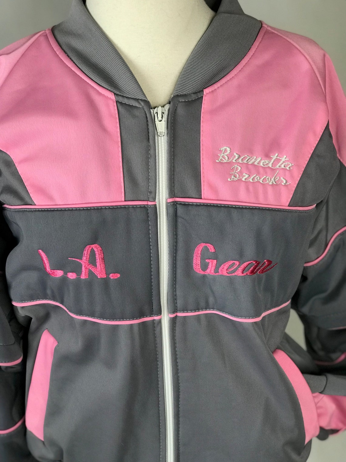 Vintage 90s LA Gear Jacket Pink & Gray W/detachable sleeves | Etsy