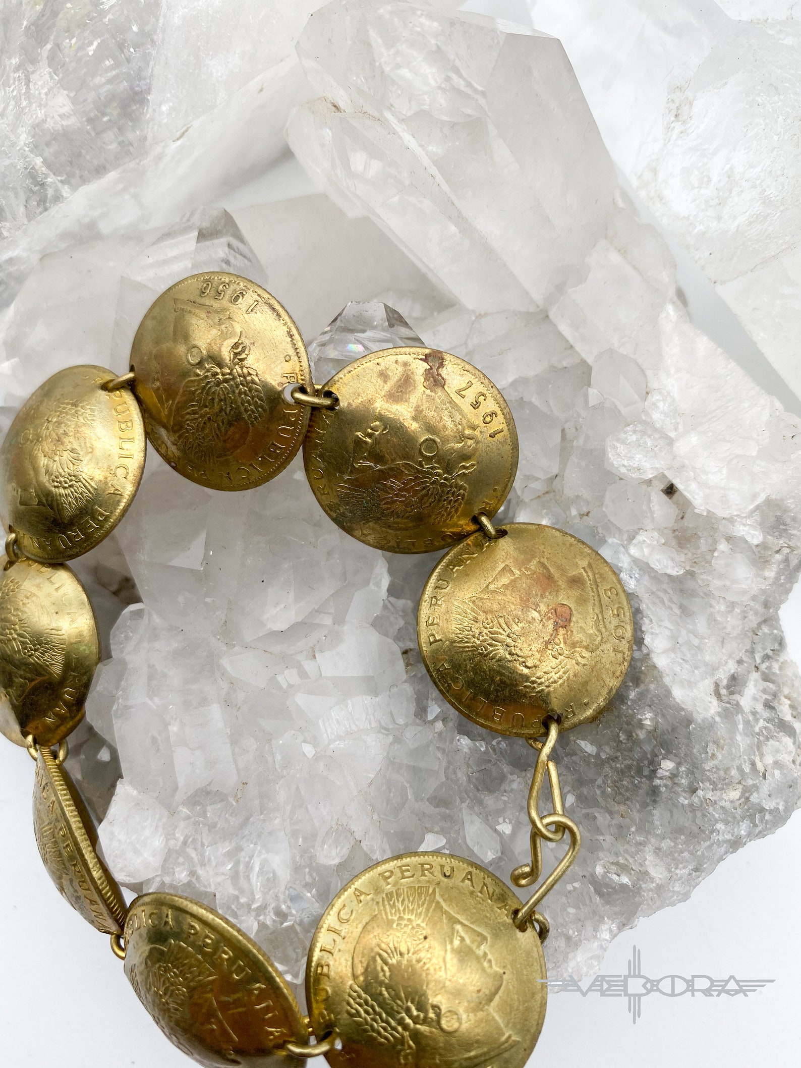 Vintage Gold Coin Bracelet Antique Coin Bracelt Gold Brass Etsy