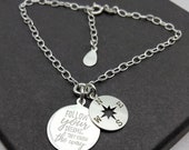 Graduation Sterling Silver Compass Bracelet Travelling Bracelet Gift Compass Jewellery Graduation Gift Passing Exams 925 Silver