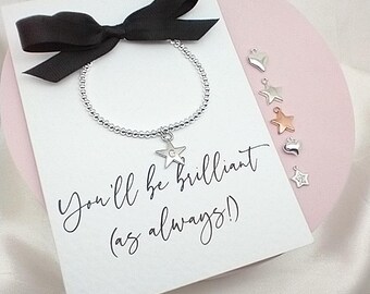 Encouragement Bracelet Gift | Leaving Gift For Colleague | Good Luck Jewellery for Women | Positive Charm Bracelet on Card | Motivational