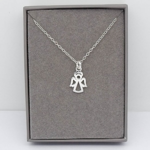 Sterling Silver Angel Necklace | Guardian Angel Pendant | Angel Jewellery | Angel Silhouette | Delicate Dainty Necklace | 925 Silver