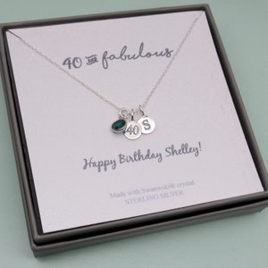 Collier message personnalisé en argent sterling pour 40e anniversaire | 40 anniversaires en boîte de bijoux | Pendentif 40e | Cadeau 40e personnalisé