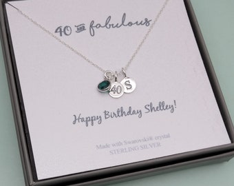 40th Birthday Sterling Silver Custom Message Necklace | 40 Birthday Boxed Jewellery | 40th Pendant | Personalised 40th Gift