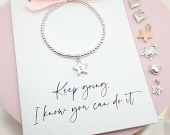 Keep Going Gift Bracelet | Silver Plated Star Charm | Motivation Gift for Her | Encouragement Letterbox Present