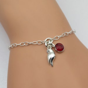 Sterling Silver Parrot Bracelet | Silver Parrot Bird Jewellery | Personalised Parrot Gift | Chain Link Braclet | 925 Silver