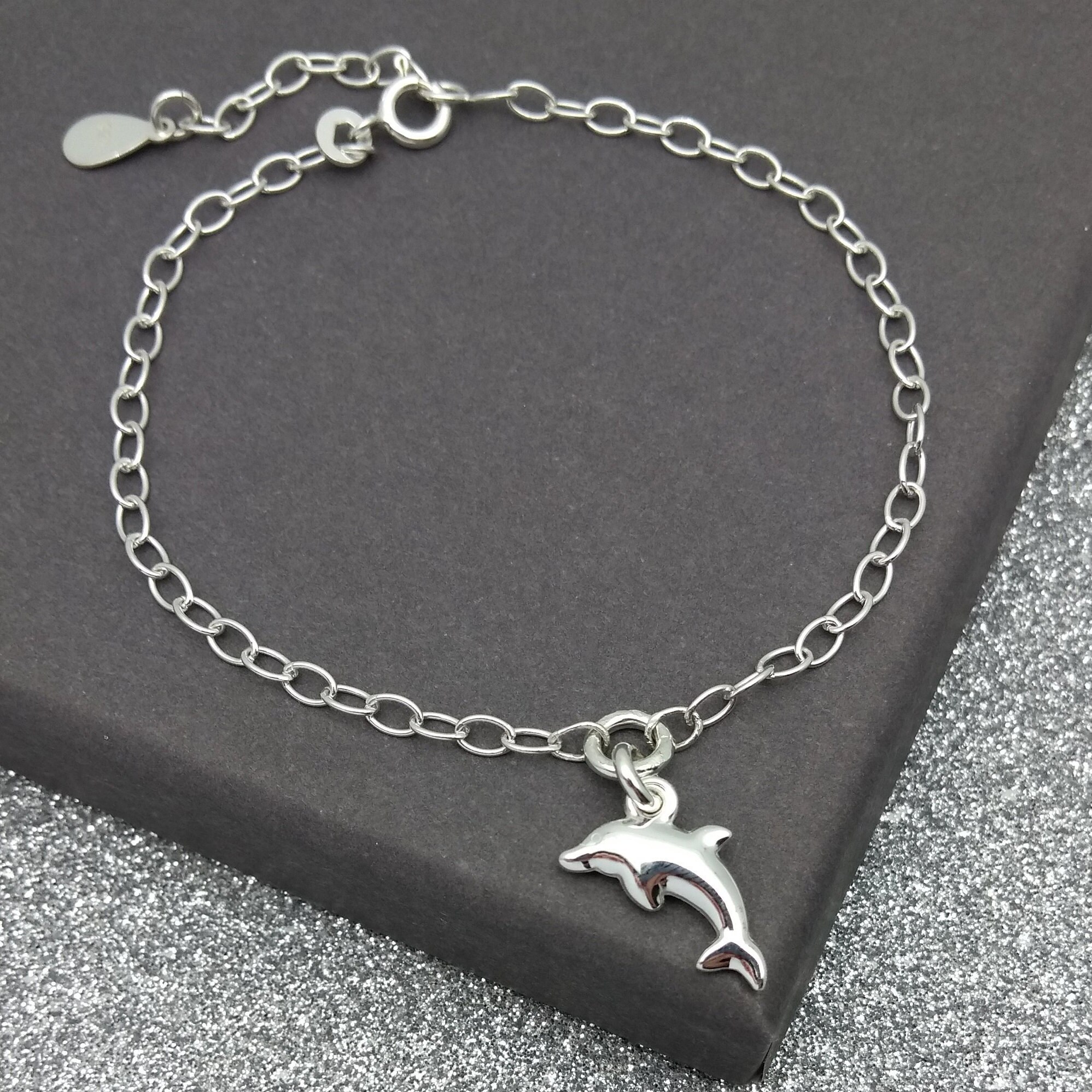 Dolphin Sterling Silver Link Chain Bracelet | Dolphin