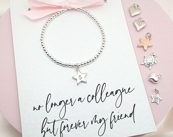 Colleague Gift | Leaving Coworker Jewellery | Office Gift for Her | Work Friend Keepsake - Silver Star Bracelet, 925 Silver
