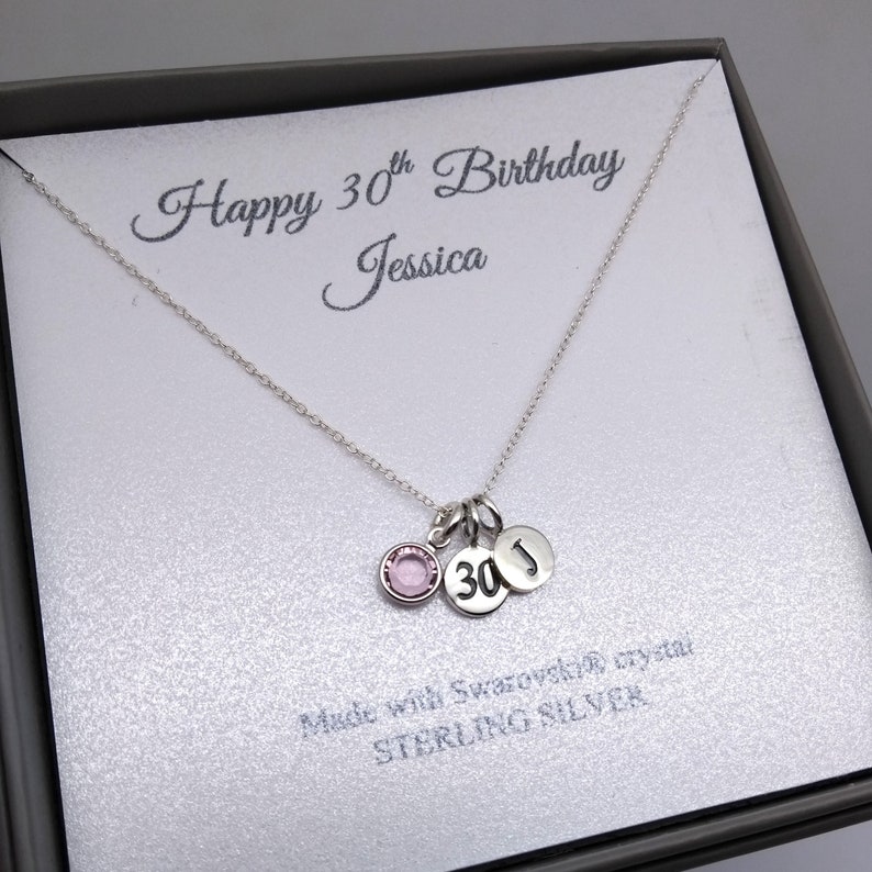 30th Birthday Sterling Silver Message Name Pendant Necklace Etsy UK