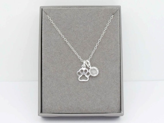 Paw print 2024 birthstone necklace