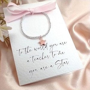 Teacher Gift Bracelet With Personalised Card | End of Term Gift | Thank You Gift for Teacher | Appreciation Gift