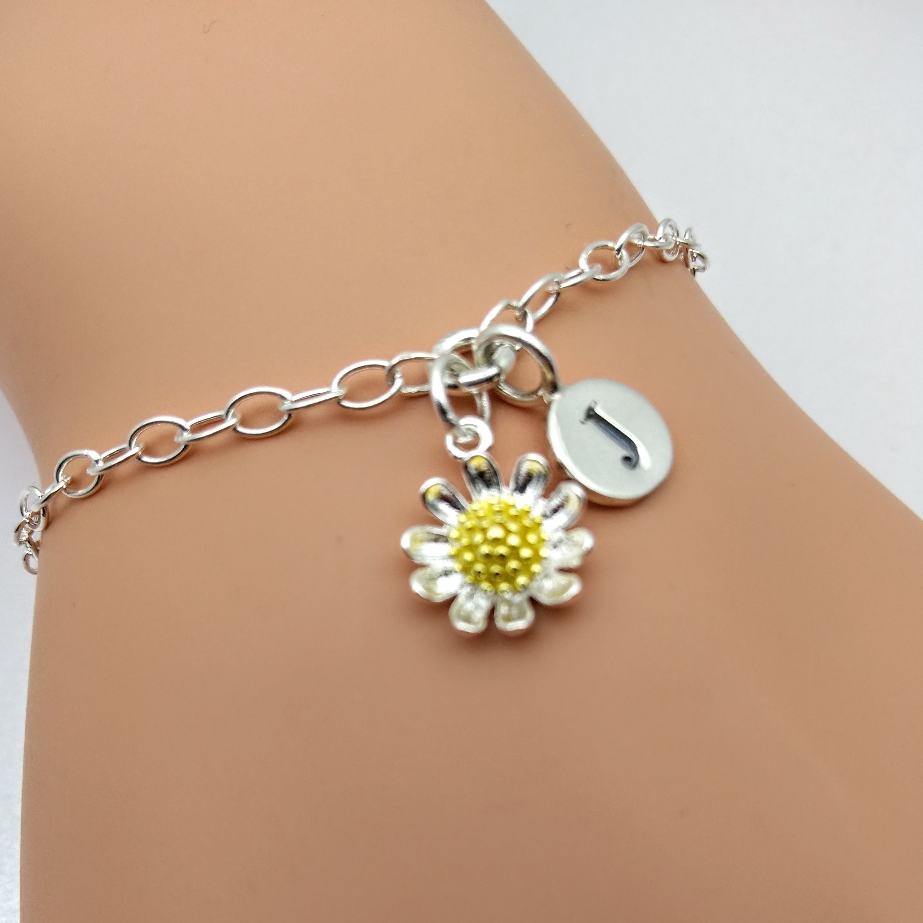 [wingbling] 925Silver☆LIA Daisy Silver Ball Bracelet Sterling Silver Daisy Link Initial Bracelet | Daisy