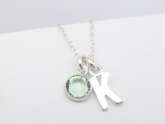 18 Sterling Silver Small Compass Charm Necklace with August Birthstone 
