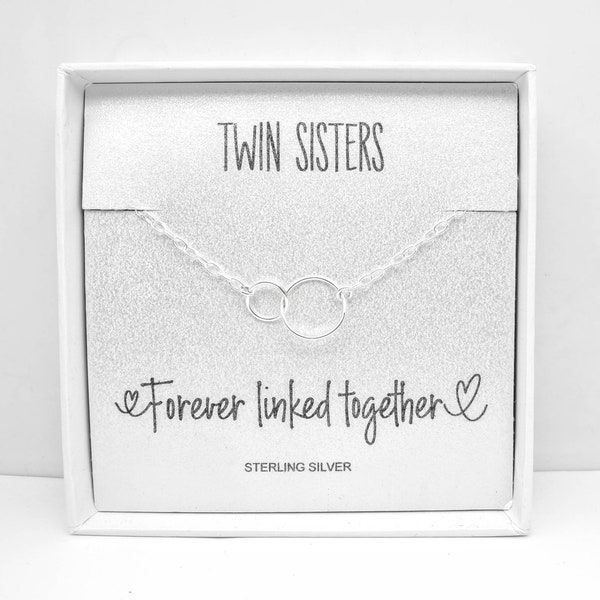 Twin Sister Bracelet, Sterling Silver Interlocking Circle Bracelet, Twin Sister Jewellery, 925 Silver Twins