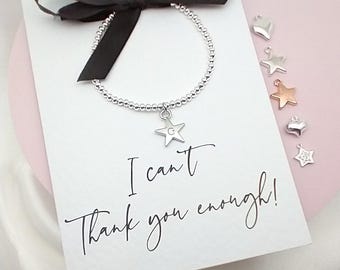 Thank You Gift for Her – Bracelet and Card in One | Gift for Friend, Teacher, Mentor | Personalised Beaded Bracelet