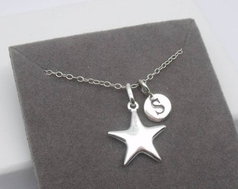 Sterling Silver Personalised Star Initial Necklace | Star Pendant | Star Jewellery | Initial Jewellery | 925 Silver