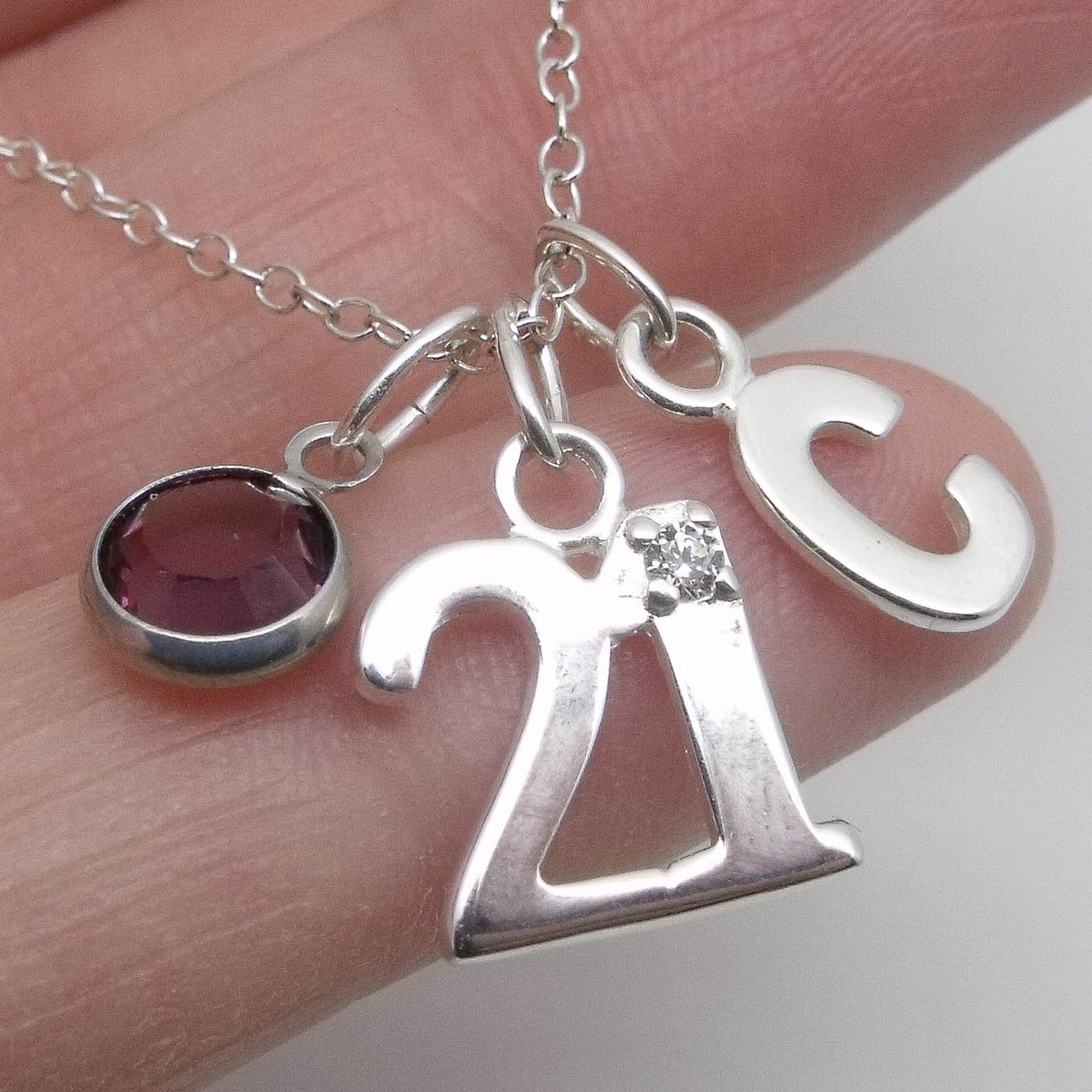 Sterling Silver 21st Birthday Monogram Necklace Age 21  Etsy New Zealand