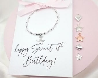 Sweet 16th Birthday Bracelet Birthday Card,  Jewellery Gift for Daughter, Niece or Granddaughter – Thoughtful Sixteenth Celebration Keepsake